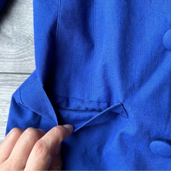 Vintage 81st & Park Linen Blend Blazer  in Royal Blue - Picture 5 of 12